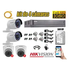 HIKVISION - CÁMARAS SEGURIDAD KIT 4 FULL HD 02 CAMARA CON AUDIO INCORPORADO 500GB