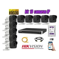 HIKVISION - CAMARAS SEGURIDAD KIT 10 IP POE 1080P EXTERIOR + DISCO 1TB WD PURPURA