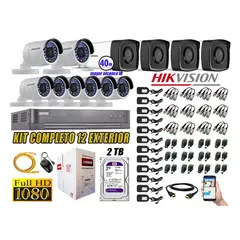 HIKVISION - CÁMARAS SEGURIDAD EXTERIOR KIT 12 IT3F FULL HD + DISCO 2TB WD