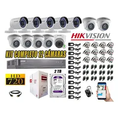 HIKVISION - CÁMARAS SEGURIDAD KIT 12 HD 720P + DISCO 2TB WD 1 CAMARA MICROFONO