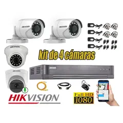 HIKVISION - CÁMARAS SEGURIDAD KIT 4 FULL HD 1080P 1 CAMARA MICROFONO
