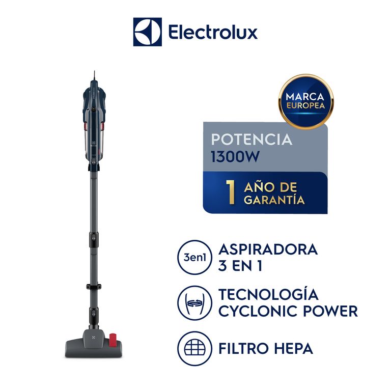 Aspiradora Vertical Electrolux PTE10 1300W 3 en 1 con Filtro HEPA