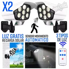 GENERICO - Combo lámpara solar foco sensor de movimiento forma camara seguridad