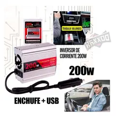 SEISA - Inversor de corriente para auto 200w de 12v a 220v cargador