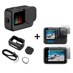 SHOOT - Funda de silicona + Vidrio para Gopro Hero 12, 11, 10, 9 Black