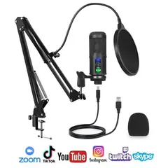 SEISA - Micrófono Condensador Profesional Para PC USB Stream y Podcast