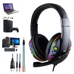 SEISA - Audífono Gamer Con Luces RGB para PS4  PC  Laptop  XBOX
