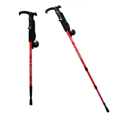 GENERICO - Bastón Trekking Mango L Con Roseta Viaje Montañas Rojo