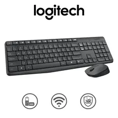 LOGITECH - Kit Teclado Logitech + Mouse Mk235 Wireless Usb Sp Black