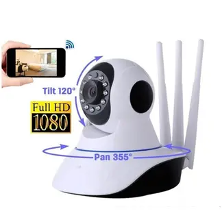 SEISA - Cámara de Seguridad 3 Antenas IP WiFi - 720P Remoto 360°