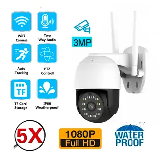SEISA - Cámara de Seguridad IP SEISA para Exteriores PTZ de 1080P con WiFi