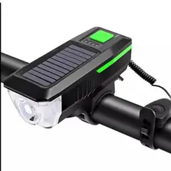 GENERICO - Luces Led Bicicleta Delantera con Timbre Solar Recargable