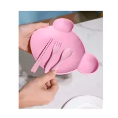 GENERICO - Plato para Bebé - Modelo Oso Rosado