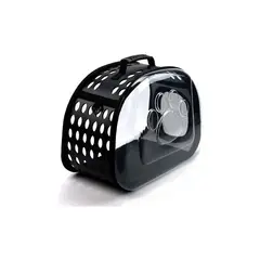 QUE PATAS PET SHOP - Maletin Transportador Huella Traslúcido Negro Talla S