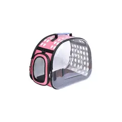 QUE PATAS PET SHOP - Maletin Transportador Huella Traslúcido Rosado Talla L