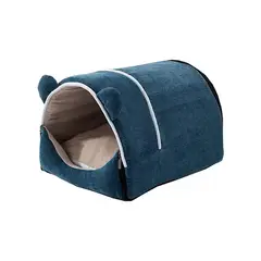 QUE PATAS PET SHOP - Cama Cueva Removible Mascotas Lavable y Cómoda Azul Talla  L