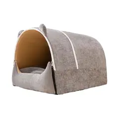 QUE PATAS PET SHOP - Cama Cueva Removible Mascotas Lavable y Cómoda Gris Talla XL