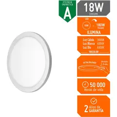 GZ LIGHTING - Panel led redondo slim 18w triluz