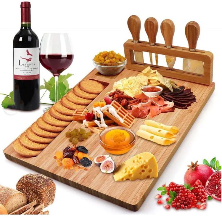 Tabla de Quesos y Charcutería Rectangular con Soporte Magnético