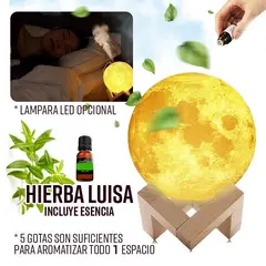 GENERICO - Humidificador Purificador con Lámpara Led Luna esencia Hierba Luisa