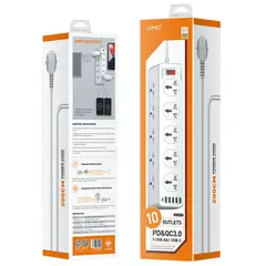 LDNIO - Tomacorriente extension de 10 puertos + conector usb