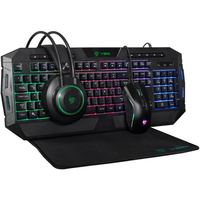 Kit Gamer Crux VSG 4 en 1 Teclado + Mouse + Audífonos + Pad