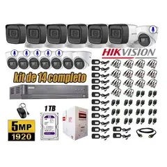 HIKVISION - CÁMARAS SEGURIDAD KIT 14 5MP + DISCO WD 1TB 6 CAMARAS C/AUDIO COMPLETO