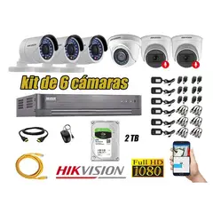 HIKVISION - CÁMARAS SEGURIDAD KIT 6 FULL HD 02 CAMARA CON AUDIO INCORPORADO 2TB