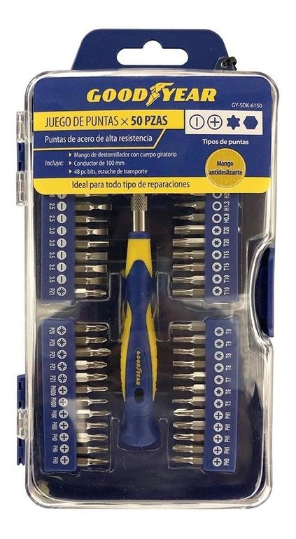 Destornillador puntas precisión goodyear set 50 piezas