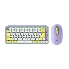LOGITECH - Combo Teclado y Mouse Pop Keys Lila Verde