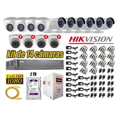 HIKVISION - CÁMARAS SEGURIDAD KIT 14 FULL HD 04 CAMARA CON AUDIO INCORPORADO 2TB