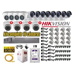 HIKVISION - CÁMARAS SEGURIDAD KIT 16 FULL HD 04 CAMARA CON AUDIO INCORPORADO 1TB