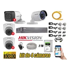 HIKVISION - CÁMARAS SEGURIDAD KIT 4 FULL HD 3 CAMARA CON AUDIO INCORPORADO 2TB