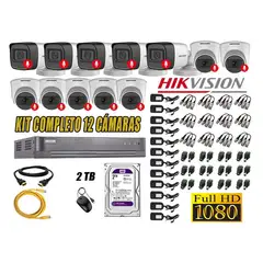 HIKVISION - CÁMARAS SEGURIDAD KIT 12 FULL HD 1080P CON AUDIO INCORPORADO 2TB