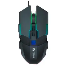 TEROS - Teros Mouse óptico 6400 dpi RGB Alambrico USB Negro - TE-5151N