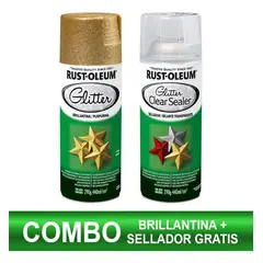 RUST OLEUM - Pack Pintura Aerosol Brillantina Oro 290g Sellador Gratis