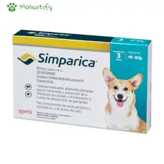 SIMPARICA - Perros 10 a 20kg x3 tab - 40mg Tableta antipulgas