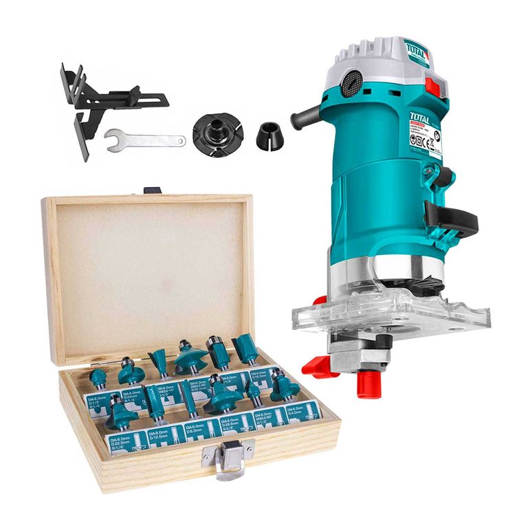 Ruteadora Fresadora de Palma 600W Total ¼ Ruteadora 6mm