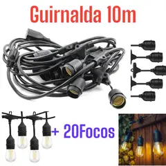 OEM - Guirnalda 20 Bombillos 10 metros LED Vintage Jardin Fiestas