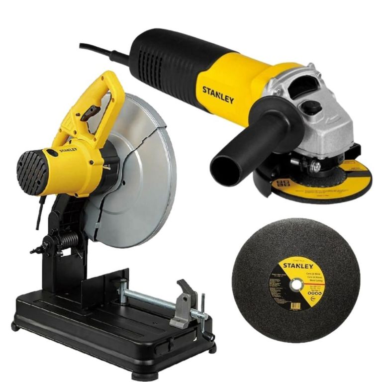 Combo Tronzadora de Metales 2200W + Esmeril Angular 4-1/2" 710W + Disco Corte 14" Stanley