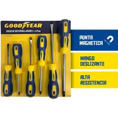 GOODYEAR - Juego de destornilladores magneticos 6 piezas