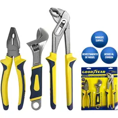 GOODYEAR - Set alicates y llaves pico de loro 3 piezas