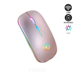 KREED - Mouse Inalámbrico Recargable RGB - PALO ROSA