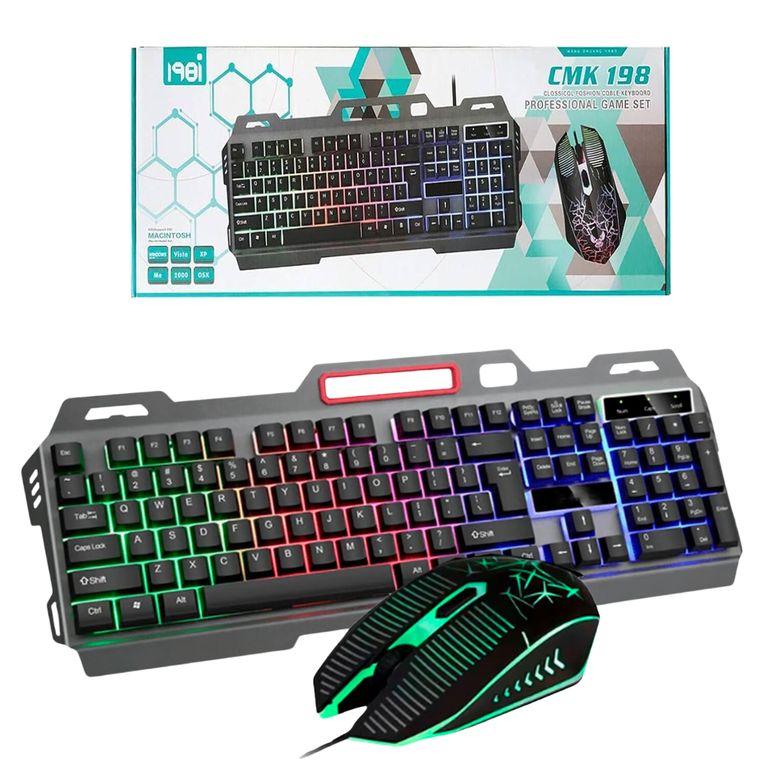 Kit Teclado Y Mouse Gamer Iluminación Luces RGB Gaming CMK-198