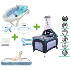 EBABY - Cuna Corral Sally 716 + Colchón de 4"+ Bañera