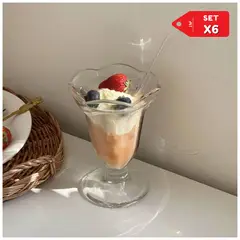 INSPIRA - Set x6 Copas Vasos de Vidrio para Ensaladas Yogurt Helados