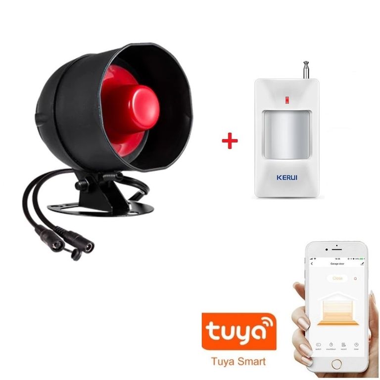 Sirena Wifi Alarma + Sensor Movimiento 110db Seguridad App Tuya Smart