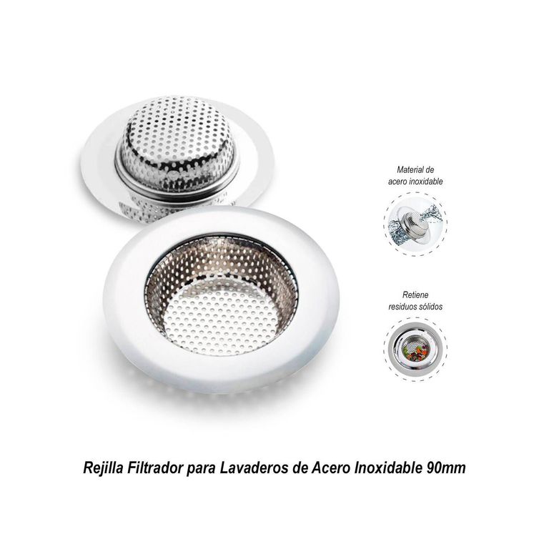 Rejilla Filtrador para Lavaderos de Acero Inoxidable 90mm