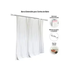GENERICO - Barra Extensible 200cm para Cortina de Baño