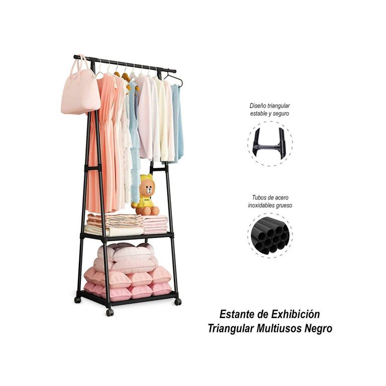 Estante de Exhibición Triangular Multiusos Negro
